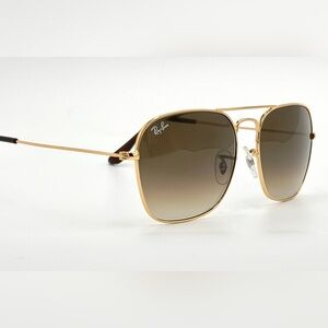 Ray-Ban Caravan Aviator Sunglasses 58mm Brown Lens Gold Frame RB3136 001/51